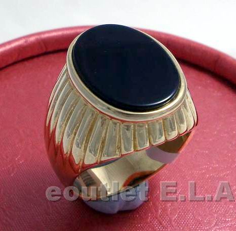 20mm OVAL NATURAL ONYX MENS BAND RING-size13